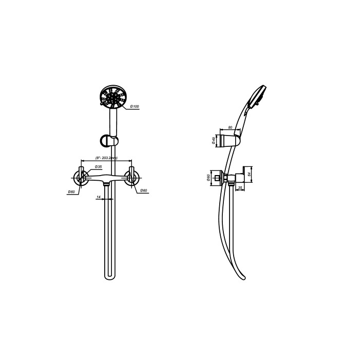 Mezcladora para ducha buzios lever con salida buzios GR86U70L ITALGRIF